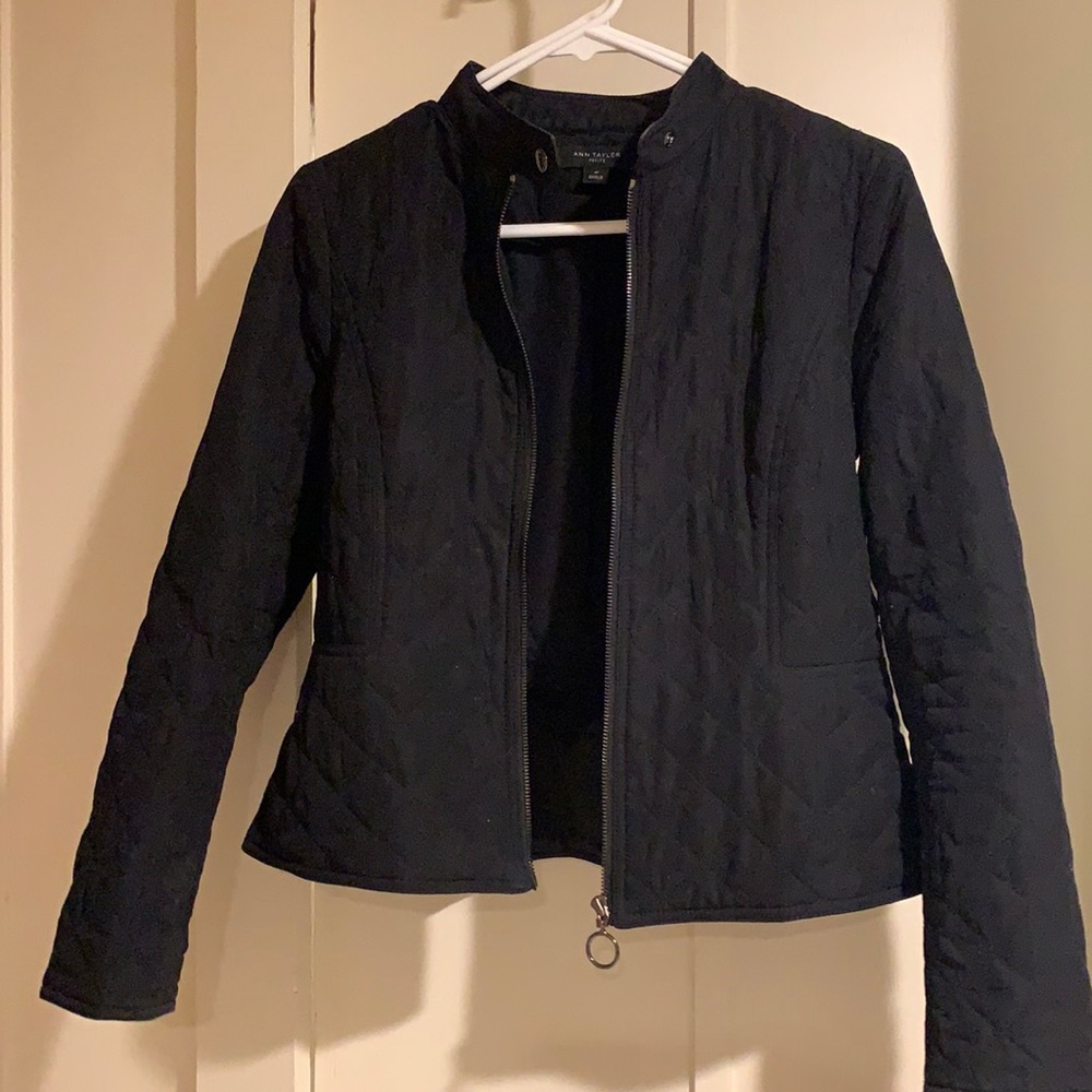 Ann Taylor Black Quilted Moto Jacket